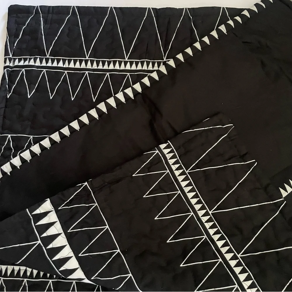 Andency Boho Tribal black and white quilted pillow shams set of two geometric